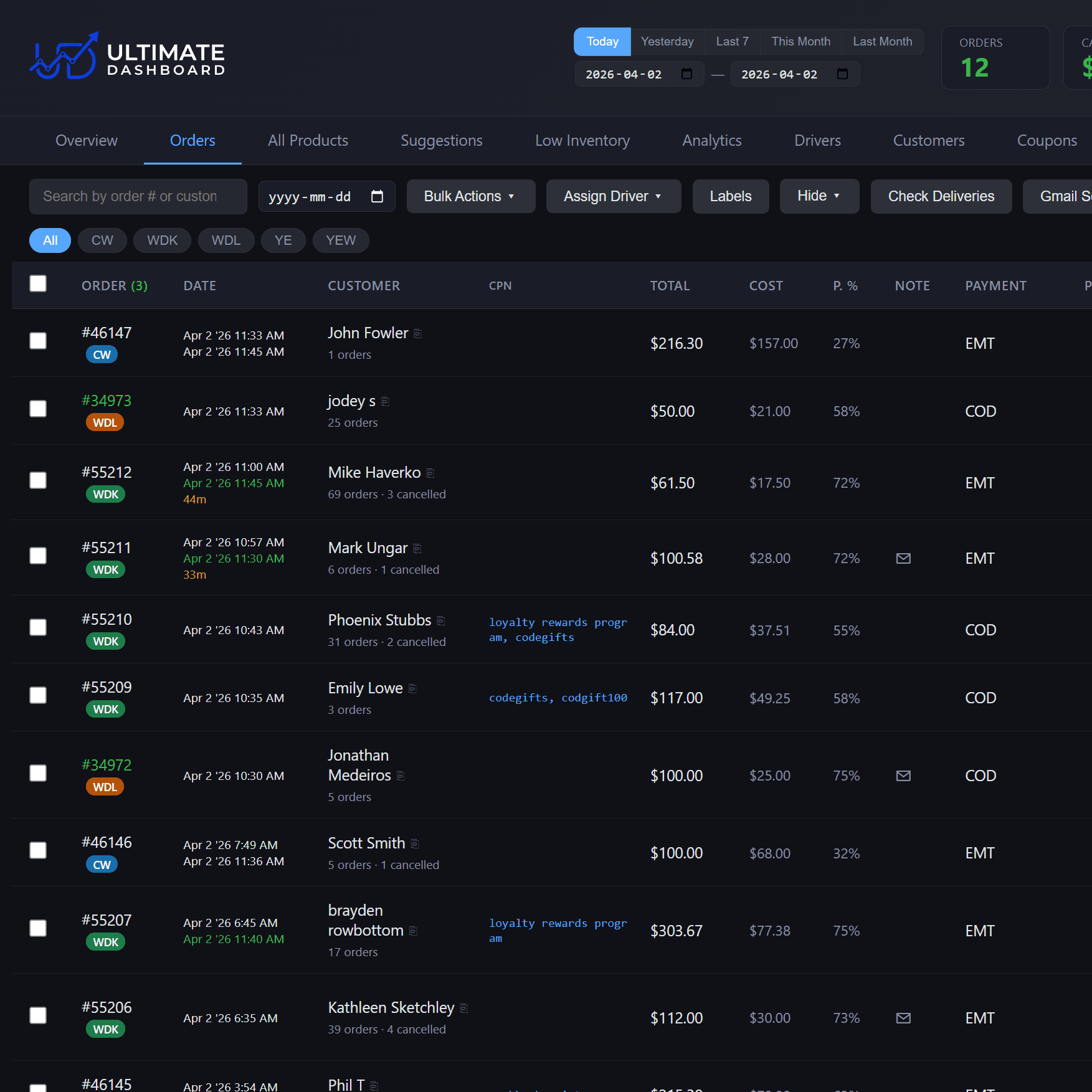 Nukeleus order management interface